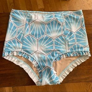 COPY - EUC Kortni Jeane Medium Blue Tile All Ruffled Up Bottoms